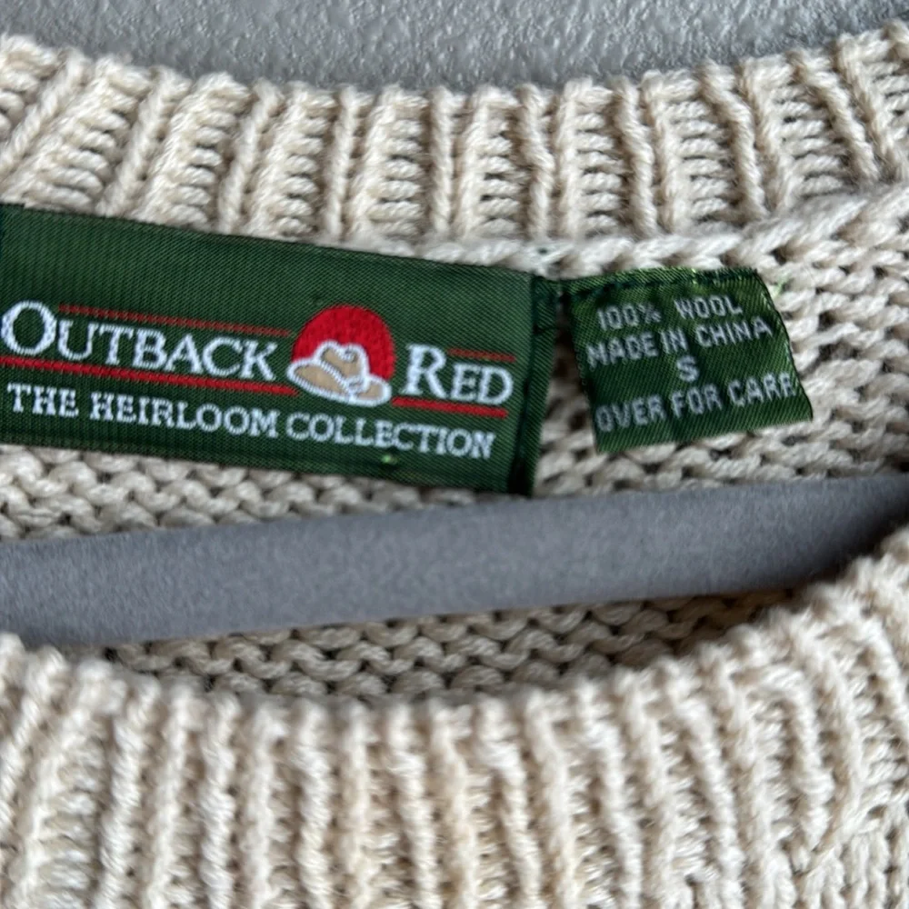 The heirloom collection, deer monogrammed vintage crew neck, cream, size small.